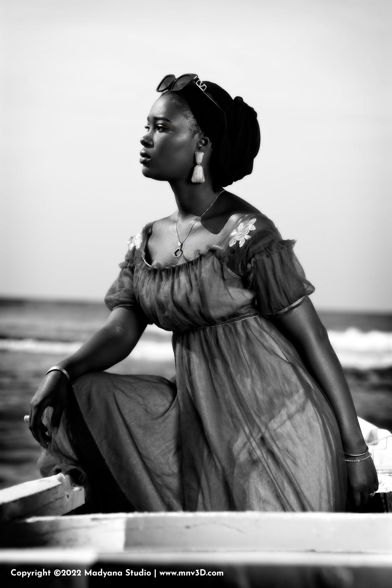 Professional fashion photography in Dakar sea side, Senegal. Beautiful Senegalese model, Kira